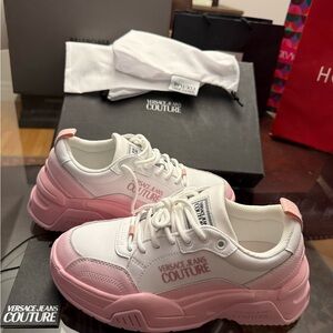 Versace Couture Collection Women’s White and Pink Platform Sneakers
